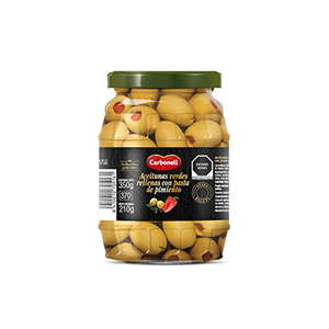 Aceitunas verdes rellenas con pasta de pimiento Carbonell 350g
