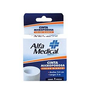 Cinta microporosa color blanco Alfa Medical 2.5cm x 5m 1pz