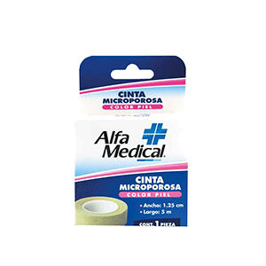 Cinta microporosa color piel Alfa Medical 1.25cm x 5m 1pz