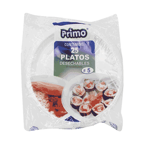 Platos desechables de plástico #5 Primo 25pz